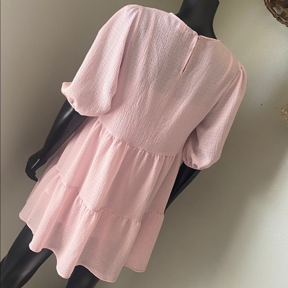 H&M Light Pink Babydoll Tiered Casual Dress - Picture 7 of 12